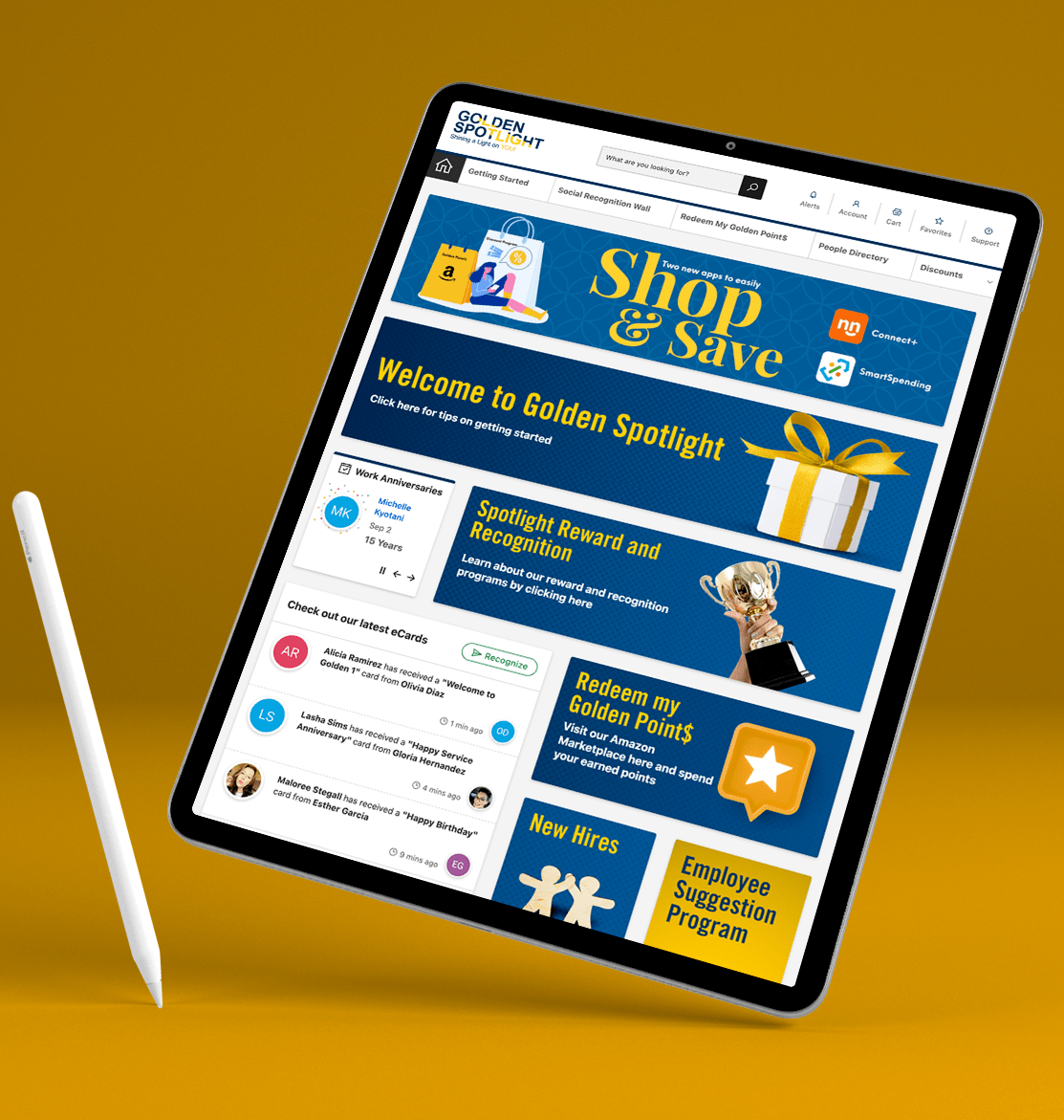 Golden 1 Credit Union's platform, Golden Spotlight, homepage