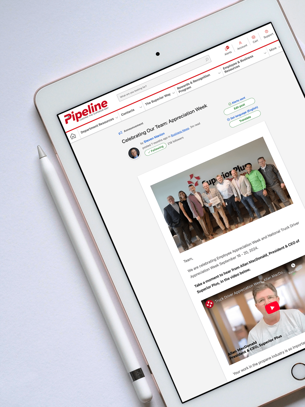 Superior Plus Propane blog on Pipeline employee experience platform | RGER Case Study