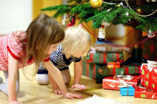children's gifts under christmas tree