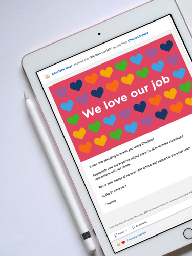 We Love Our Job eCard sent to Charlotte Neal, Strategic Business Development Rep at Reward Gateway