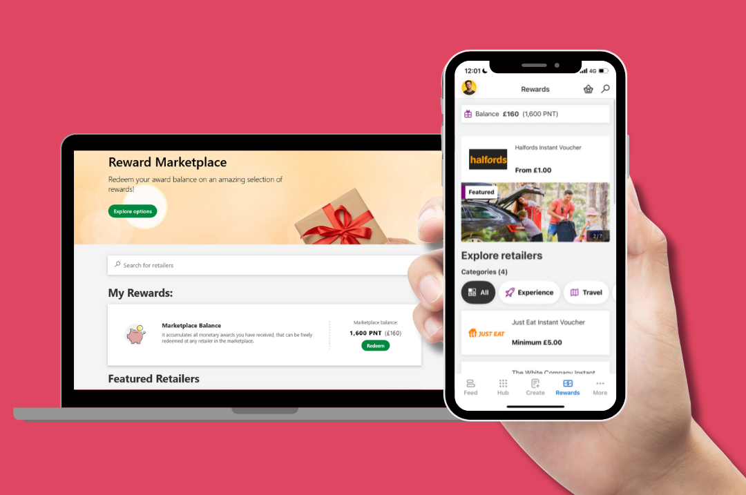 Reward Marketpalce on laptop and mobile