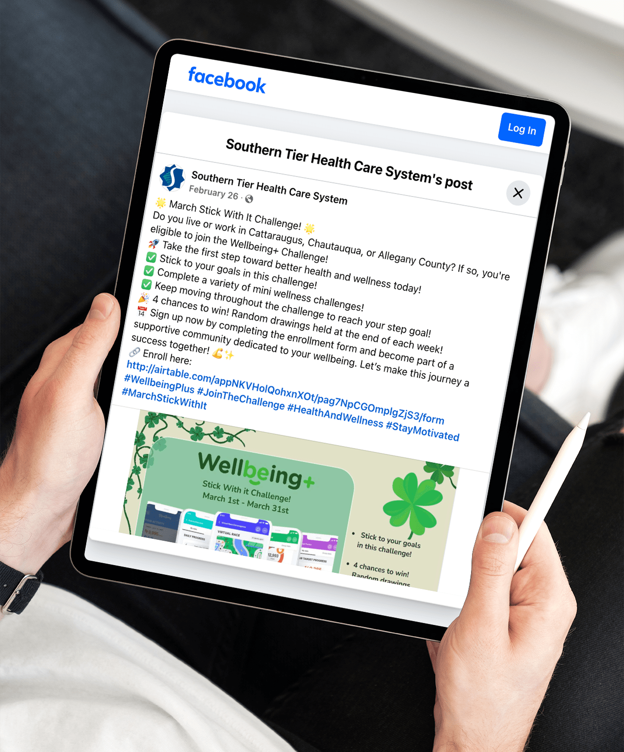Southern Tier Health Care System Facebook post for March challenge | RGER Case Study