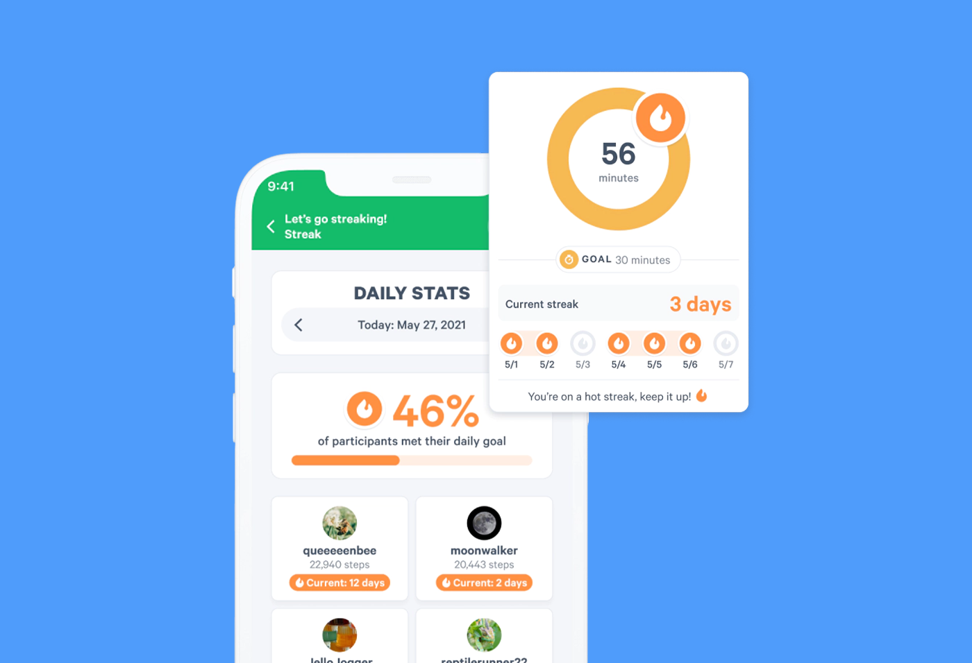 Daily stats view on Movespring App