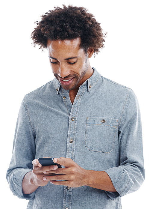 BlackManLookingatPhone_sm